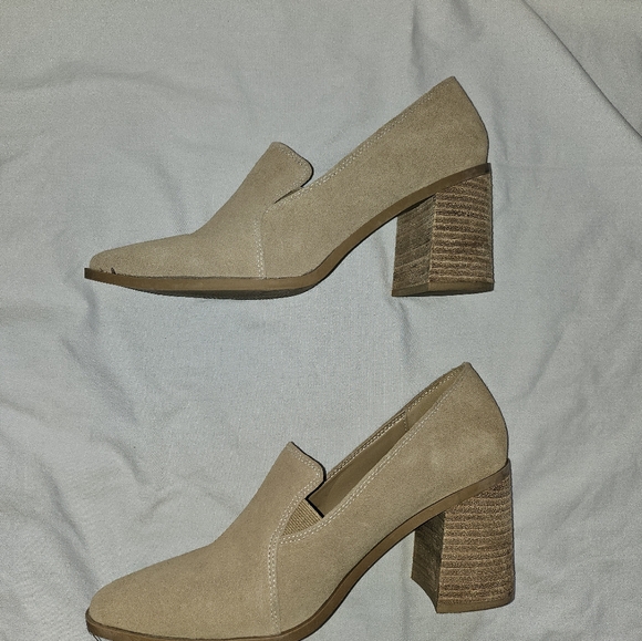 Beige Suede Heels - Picture 3 of 7